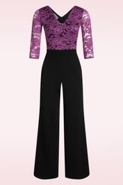 Maribelle kanten jumpsuit in magenta en zwart