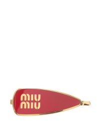 Gouden Miu miu pre-owned 2020s haarspeld met logo - goud