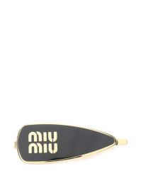 Miu miu pre-owned haarspeld met logo - goud - Goud