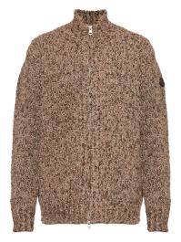 Moncler vest met leren patch en rits - bruin