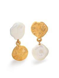 Monica vinader x mother of pearl keshi oorbellen met parel - goud