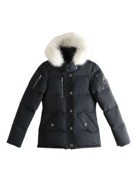 Moose knuckles fur-trim zip-fastening jacket - zwart