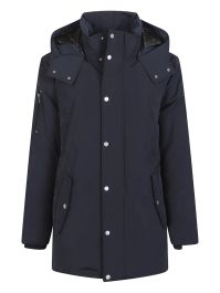 Moose knuckles jas met capuchon - blauw