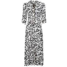 Morgan maxi jurk met all over print en ceintuur zwart/wit