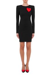 Moschino inflatable heart double jersey dress black maat: 42 | mini jurken outlet | dames | zwart