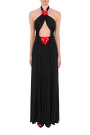 Moschino inflatable hearts organzine dress black maat: 42 | maxi jurken outlet | dames | zwart