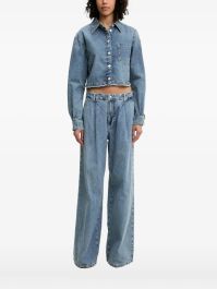 Moschino jeans denim blouse met logoprint - blauw
