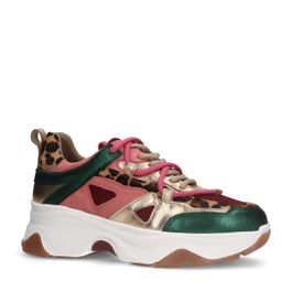 Multicolor leren platform sneakers