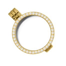 My imenso subtiele goudkleurige munthouder met zirkonia rij / 24mm