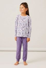 Name it meisjes pyjama - purple flower - maat 110/116