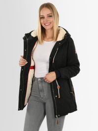 Navahoo ireliaa dames parka – windafstotende winterjas met teddyvoering en capuchon - zwart