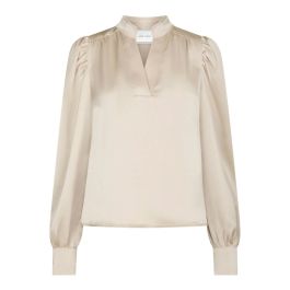Neo noir, dames, blouses & shirts, beige, maat: m satijn,