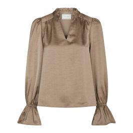 Neo noir, dames, blouses & shirts, beige, maat: s satijn,