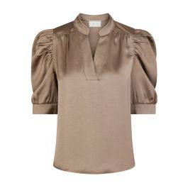 Neo noir, dames, blouses & shirts, bruin, maat: s satijn,