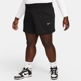 Nike phoenix fleece damesshorts met hoge taille en ruimvallende pasvorm (plus size) - zwart