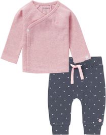 Noppies - kledingset - 2 delig - broek neenah blauw met roze hartjes - shirt nanyuki roze - maat 68
