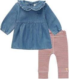 Noppies - kledingset - 2 delig - jurk acariqua blauw - legging le havre gestreept - maat 68