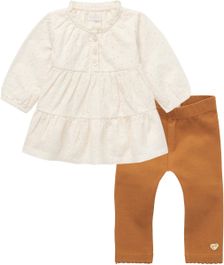 Noppies - kledingset - 2 delig - jurk leawood butter cream - legging seatac cathay spice - maat 74