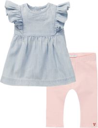 Noppies - kledingset - 2 delig - jurk magog light blue denim - legging adelaide peach whip - maat 92