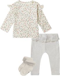 Noppies - kledingset - 3 delig - broek vidalia oatmeal - shirt camden whitecap grey- 1 paar sokjes - maat 68