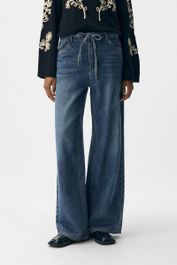 Object wide leg jeans medium blue denim