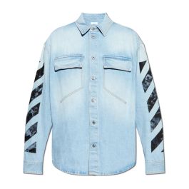Off white, heren, overhemden, blauw, maat: m denim,