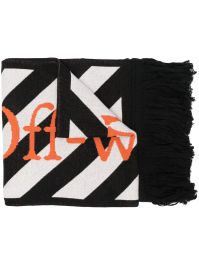 Off-white sjaal met strepen - zwart
