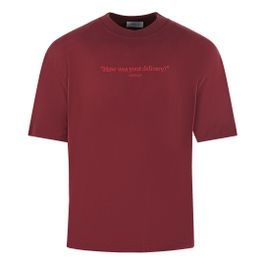 Off-white skate fit how was your delivery logo dark red t-shirt