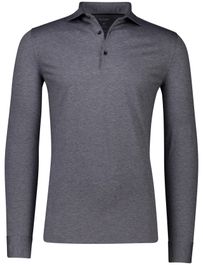 Olymp level five body fit polo lange mouw grijs