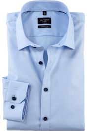 Olymp no. six overhemd blauw, faux-uni
