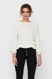 Only gebreide kabeltrui brynn off white