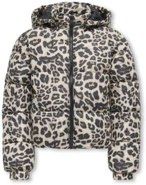 Only kogdalia sht puffer aop jacket otw noos meisjes jas - silver mink leo
