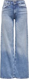 Only low waist wide leg jeans light blue denim - Blauw