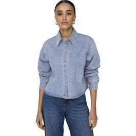 Only onlmaggiemay l/s rhinest dnm shirt light blue deni