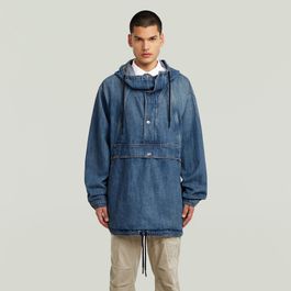 Parachute anorak met capuchon - midden blauw - heren