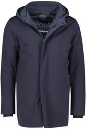 People of shibuya winterjas donkerblauw effen rits + knoop normale fit
