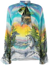 Philipp plein blouse met hawaii print - blauw