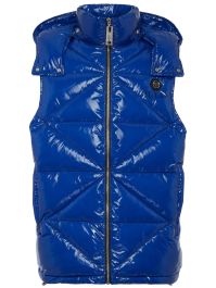 Philipp plein bodywarmer met logoplakkaat - blauw