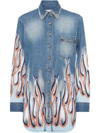 Philipp plein flame racing denim blouse - blauw