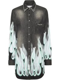 Philipp plein flame racing denim blouse - grijs