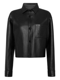 Philipp plein leren cropped blouse - zwart