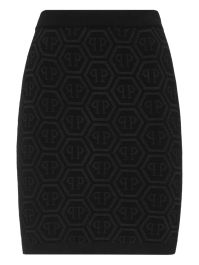 Philipp plein mini-rok met jacquard monogram - zwart