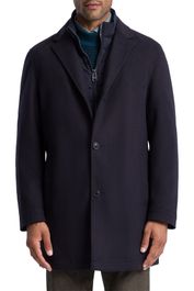 Pierre cardin winterjas donkerblauw effen rits + knoop normale fit