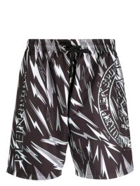 Plein sport shorts met bliksemflitsprint - zwart