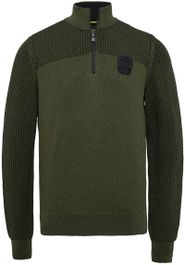 Pme legend half zip trui knitted structuur olijfgroen