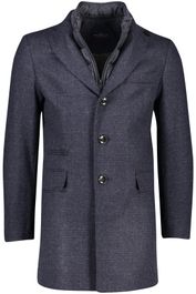 Portofino winterjas donkerblauw geruit rits + knoop normale fit