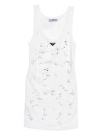 Prada pre-owned 2010s jurk met kralen en triangel logo - white