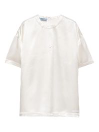Prada top met logo en korte mouwen - wit