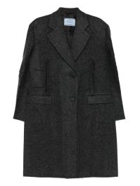 Prada wollen mantel met enkele rij knopen - zwart