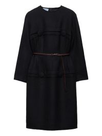 Prada wollen midi-jurk met knoopdetail - zwart